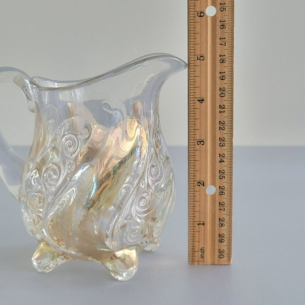 Antique EAPG Fostoria Wedding Bells Footed Creamer Clear & Gold USA c1900-03 - Picture 11 of 11